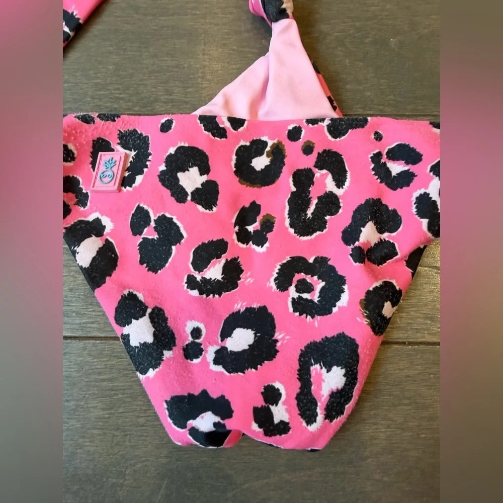 Designer Pink & Turquoise Heart Leopard Cutout Swimsuit